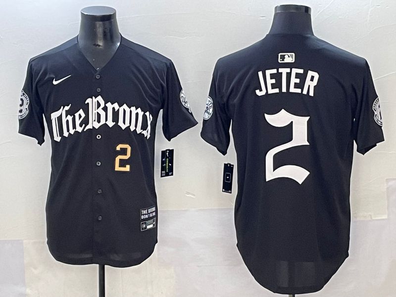 Men 2025 New York Yankees #2 Jeter Black Five generations Joint Name Nike MLB Jersey style 2->new york yankees->MLB Jersey